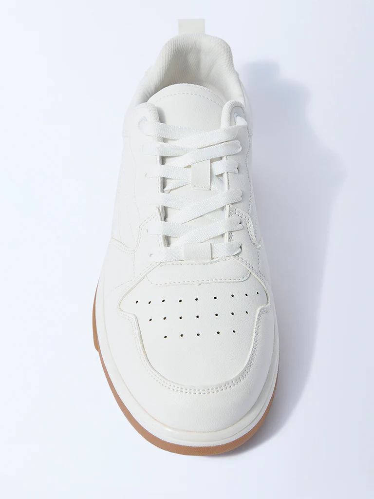 SOLEPLAY White Perforated Lace-Up Sneakers - Image 4