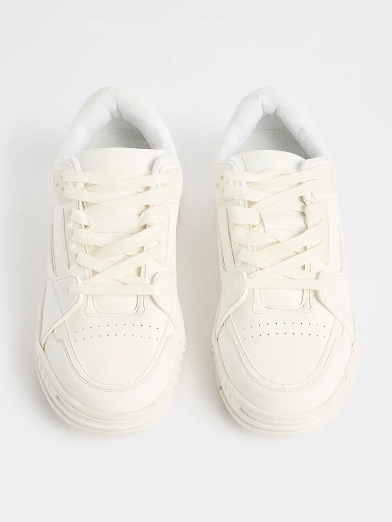 SOLEPLAY White Perforated Lace-Up Sneakers - Image 3