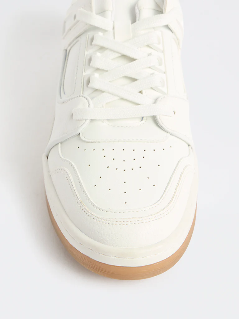 SOLEPLAY White Perforated Lace-Up Sneakers - Image 3