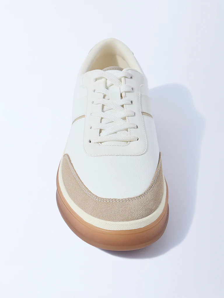 SOLEPLAY White Suede-Detail Lace-Up Sneakers - Image 4