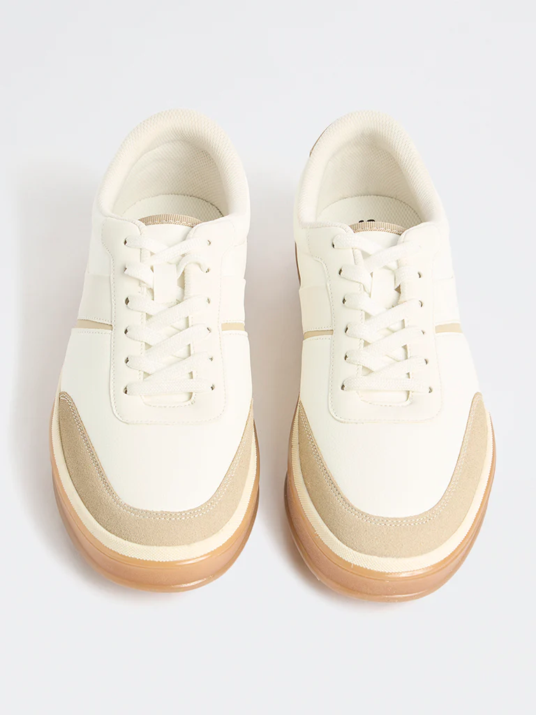 SOLEPLAY White Suede-Detail Lace-Up Sneakers - Image 3