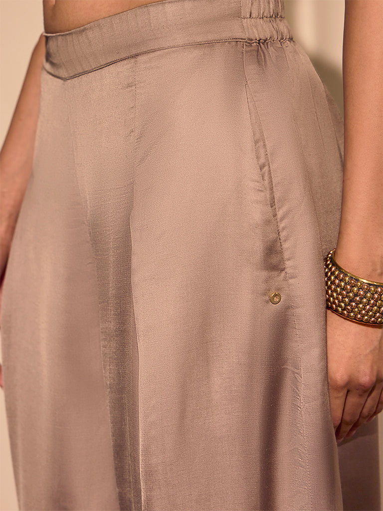 Solid Barrel-Leg Pants β Brown - Image 4