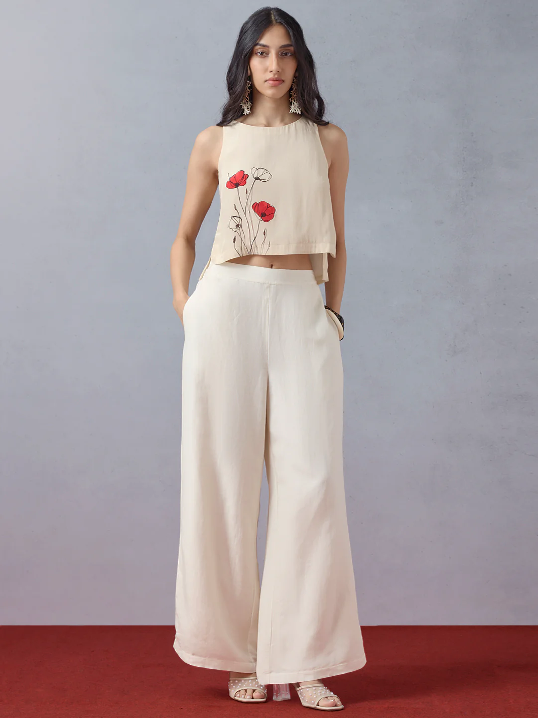 Solid Straight Leg Pants - Cream - Image 2