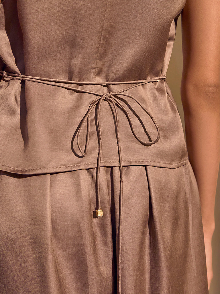 Solid Tie-Back Top β Brown - Image 4