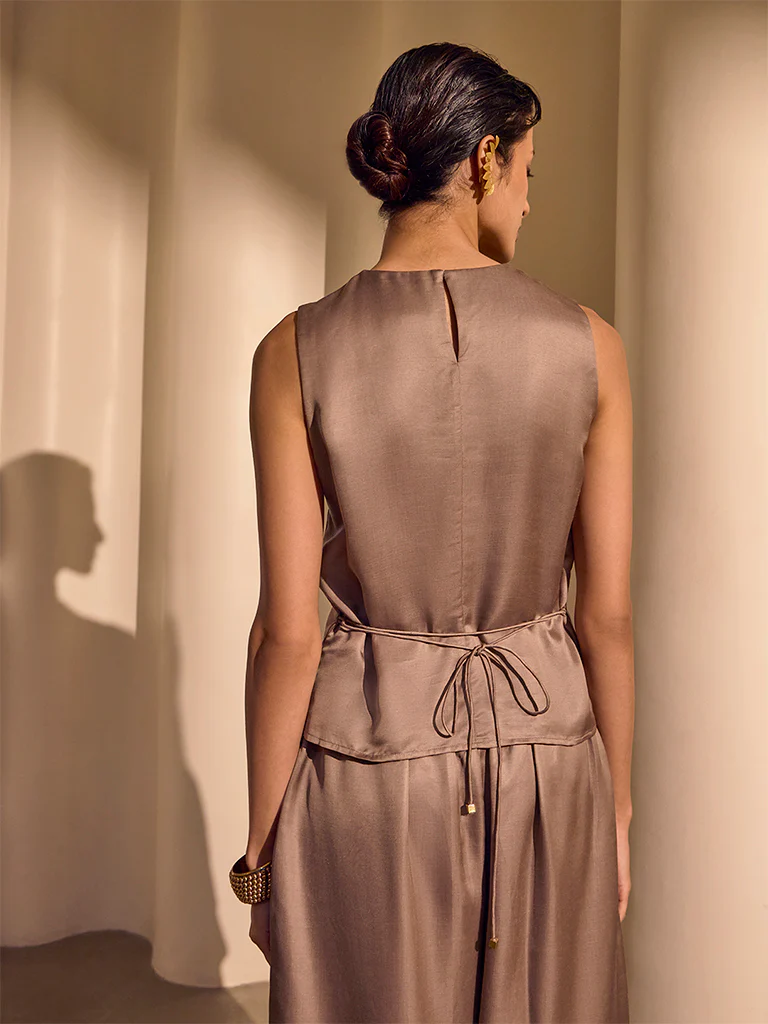 Solid Tie-Back Top β Brown - Image 5