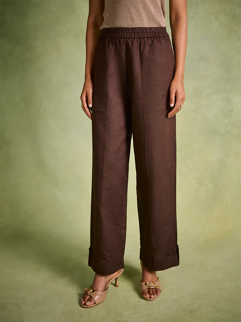 Straight-Leg Pants β Brown