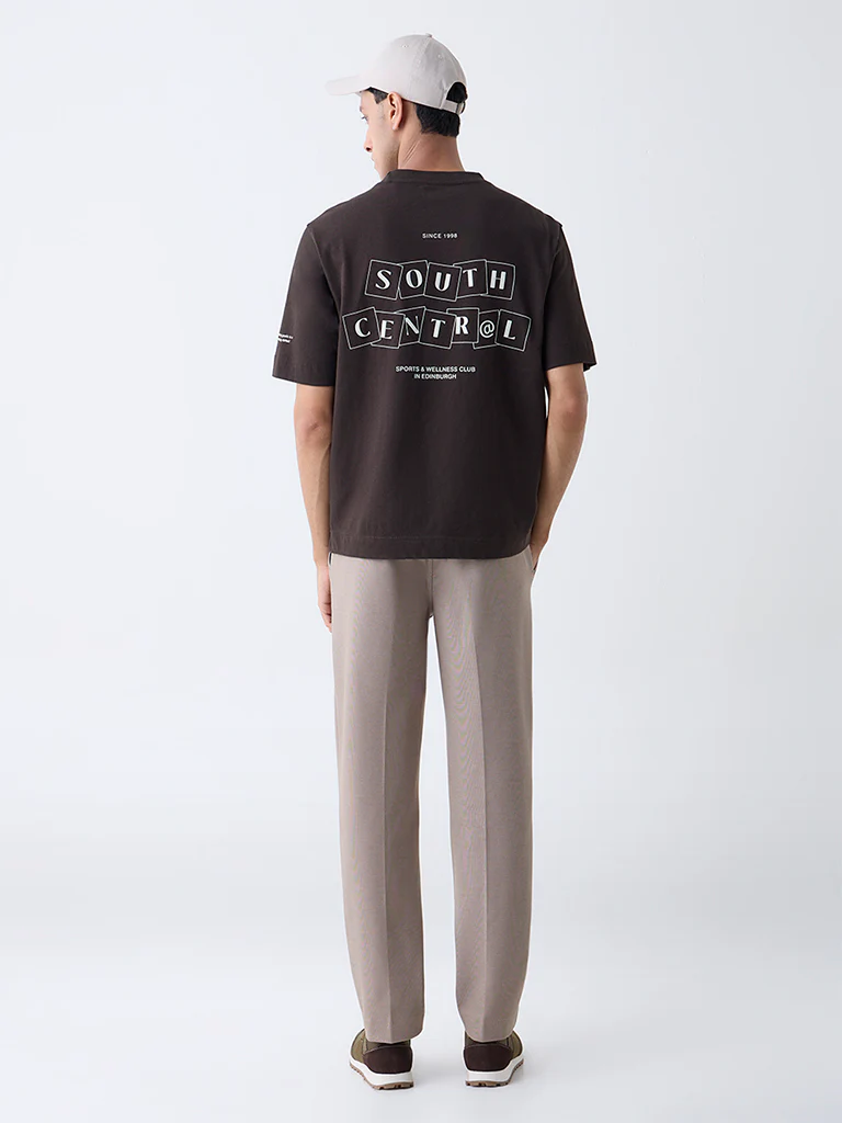Studiofit Beige Solid Mid-Rise Track Pants - Image 5