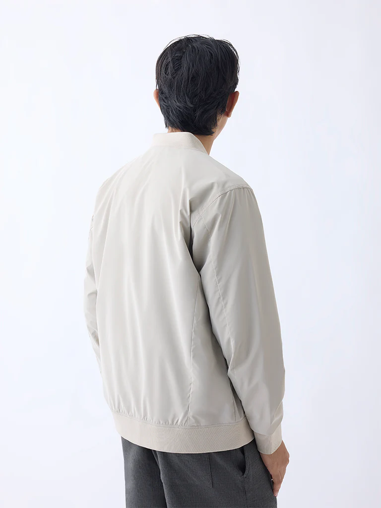Studiofit Beige Solid Relaxed-Fit Jacket - Image 5
