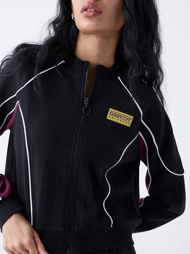 Studiofit Black Colour-Blocked Jacket - Image 3