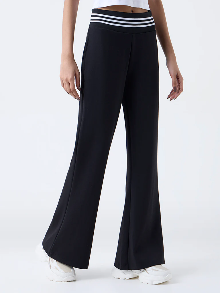 Studiofit Black High-Rise Track Pants - Image 2