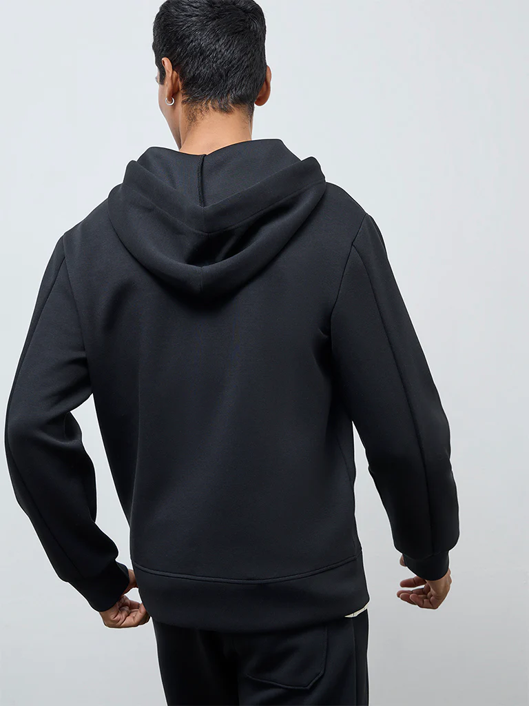 Studiofit Black Hooded Relaxed-Fit Jacket - Image 4