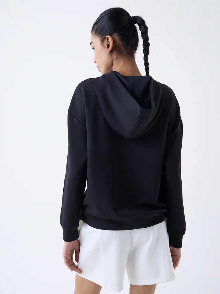 Studiofit Black Lace Detailed Hoodie - Image 4