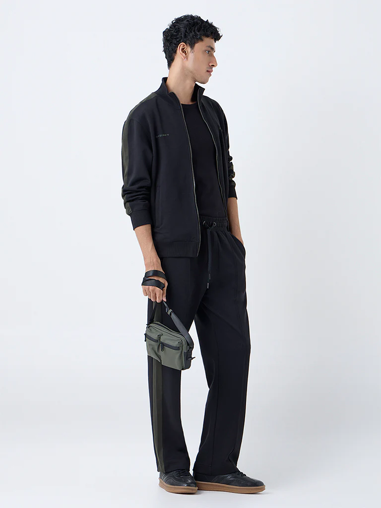Studiofit Black Printed Relaxed-Fit Jacket