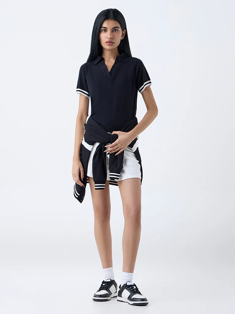 Studiofit Black Ribbed T-Shirt