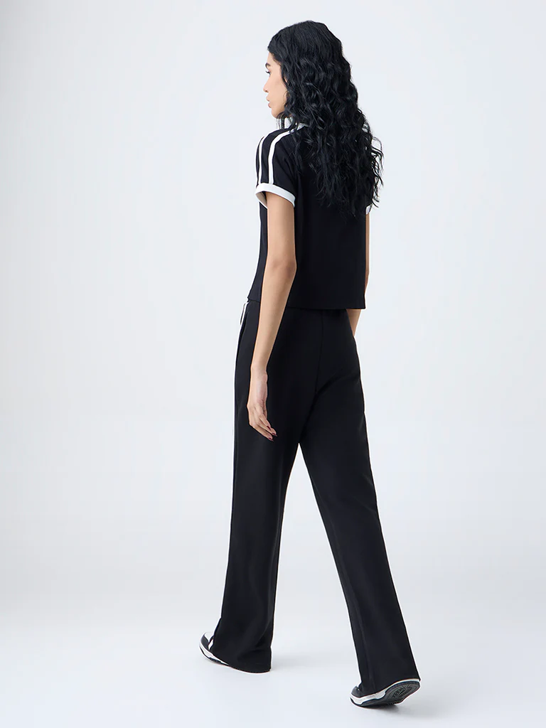 Studiofit Black Striped High-Rise Pants - Image 4