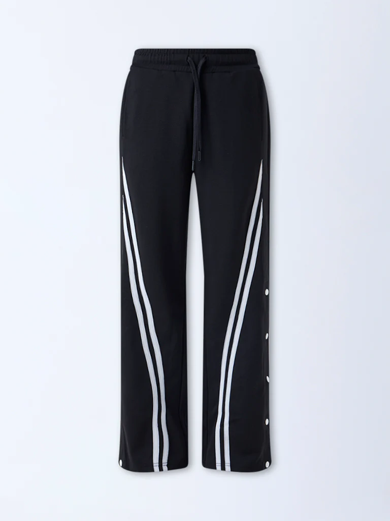 Studiofit Black Striped High-Rise Pants - Image 5