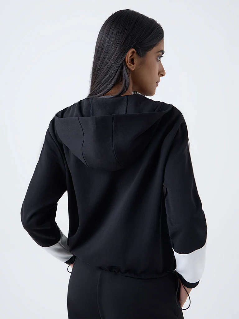 Studiofit Black Striped Hooded Jacket - Image 4