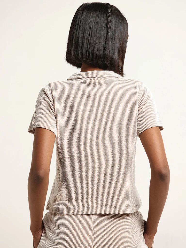 Studiofit Brown Ribbed Top - Image 4
