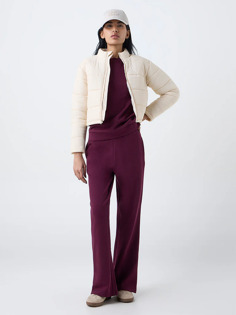 Studiofit Cream Quilted Puffer Jacket - Image 2
