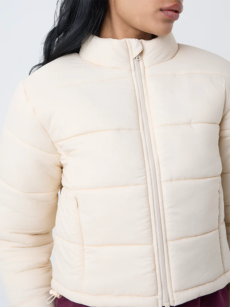 Studiofit Cream Quilted Puffer Jacket - Image 3