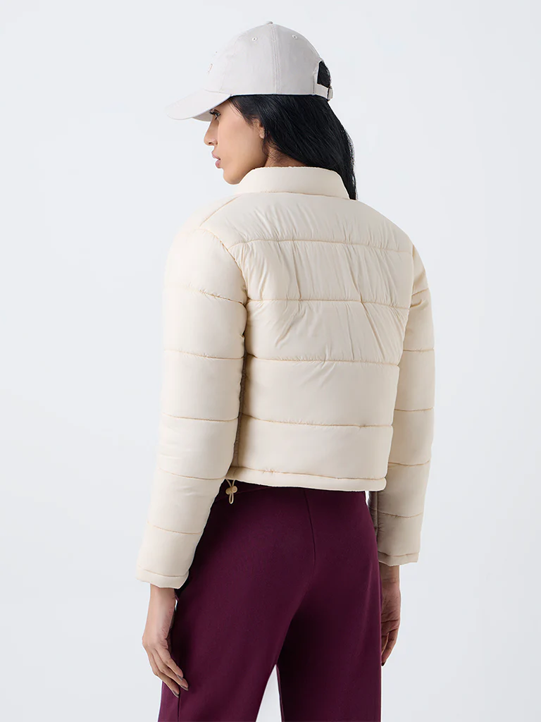 Studiofit Cream Quilted Puffer Jacket - Image 4