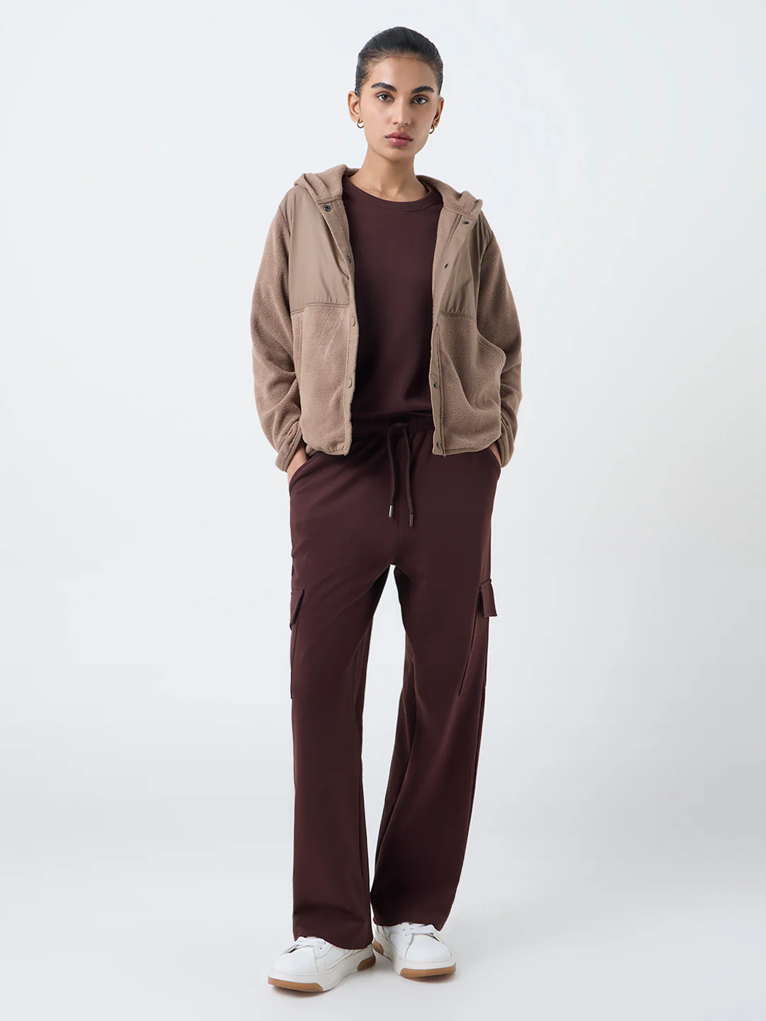 Studiofit Dark Brown High-Rise Cargo Track Pants