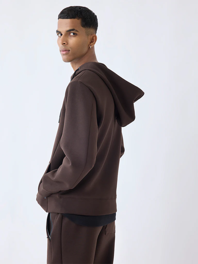 Studiofit Dark Brown Relaxed-Fit Hooded Jacket - Image 5