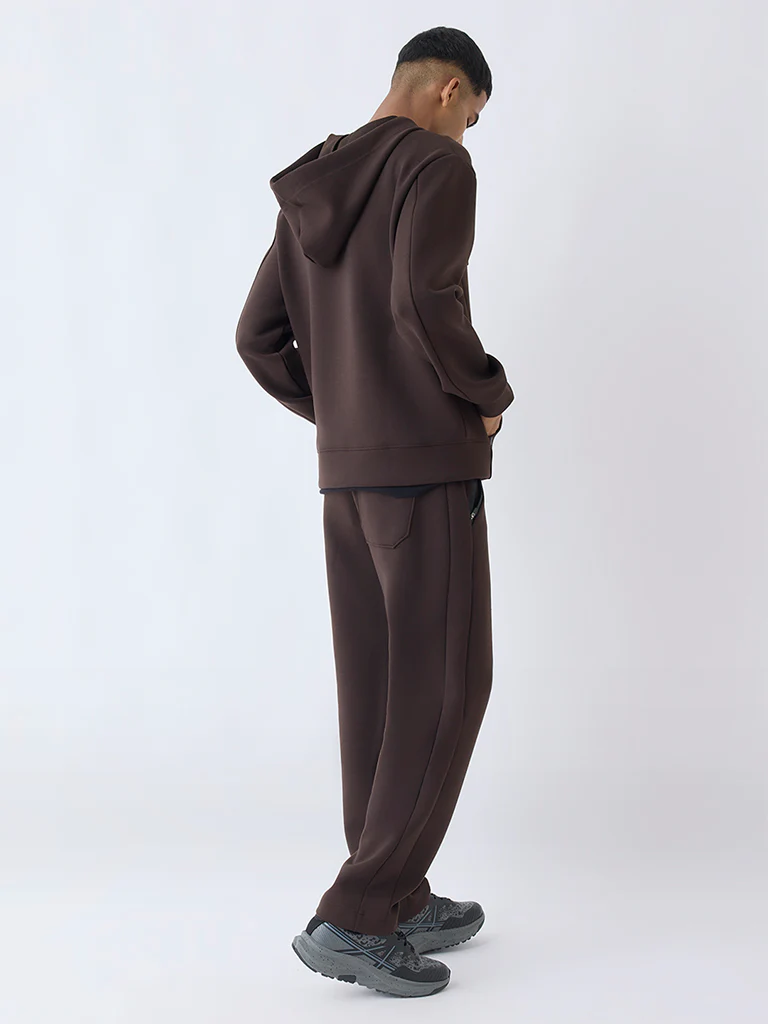 Studiofit Dark Brown Relaxed-Fit Mid-Rise Track Pants - Image 5