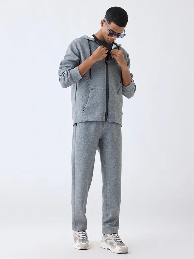 Studiofit Grey Relaxed-Fit Hooded Jacket - Image 3