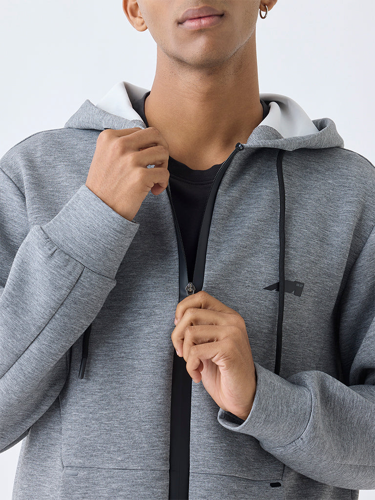 Studiofit Grey Relaxed-Fit Hooded Jacket - Image 4