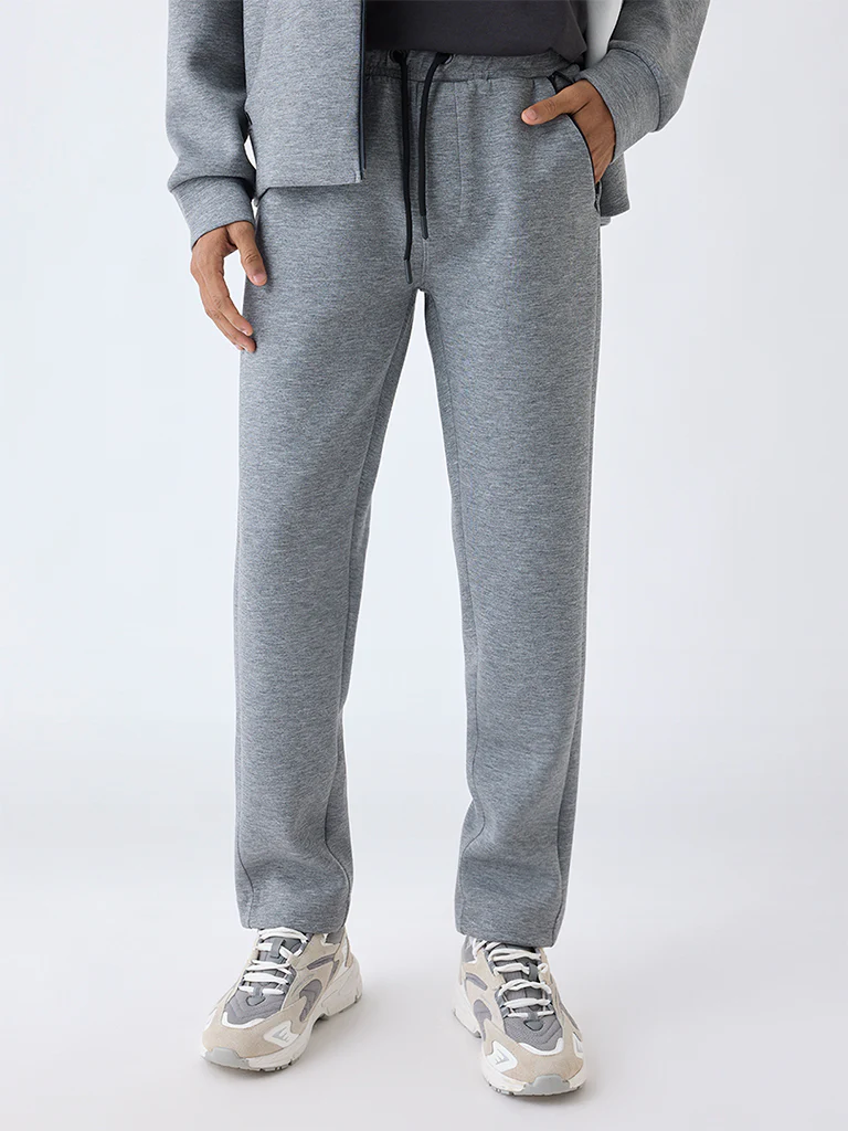 Studiofit Grey Relaxed-Fit Mid-Rise Track Pants - Image 3