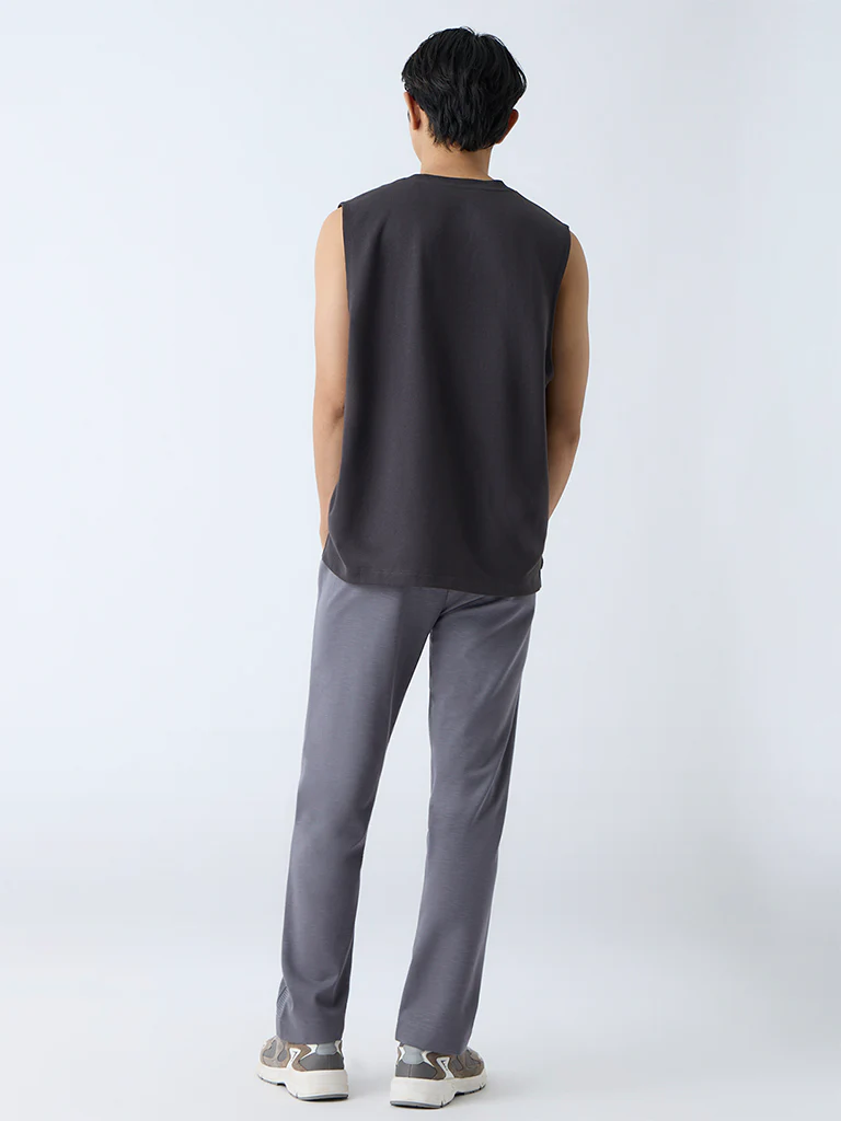 Studiofit Grey Relaxed-Fit Mid-Rise Track Pants - Image 4