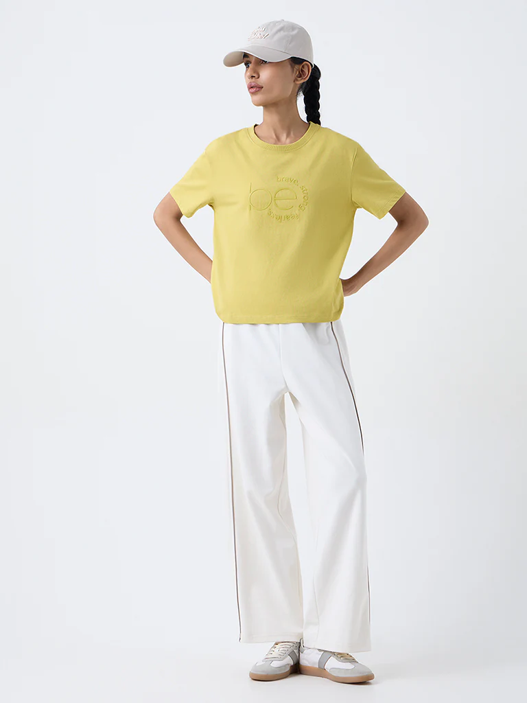 Studiofit Lime Text Design Cotton T-Shirt - Image 2