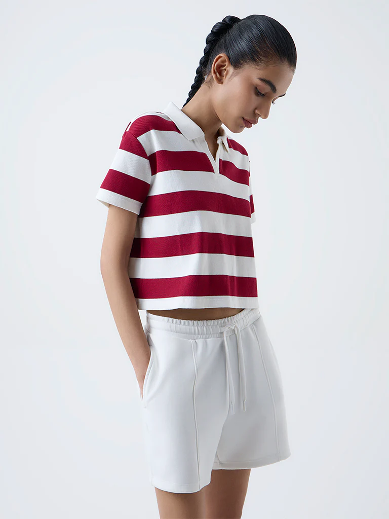 Studiofit Multicolour Striped Cotton-Blend T-Shirt - Image 2