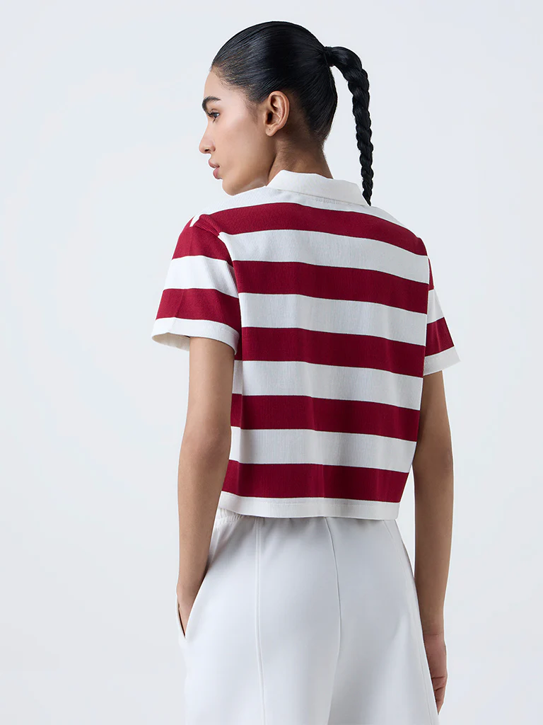 Studiofit Multicolour Striped Cotton-Blend T-Shirt - Image 4