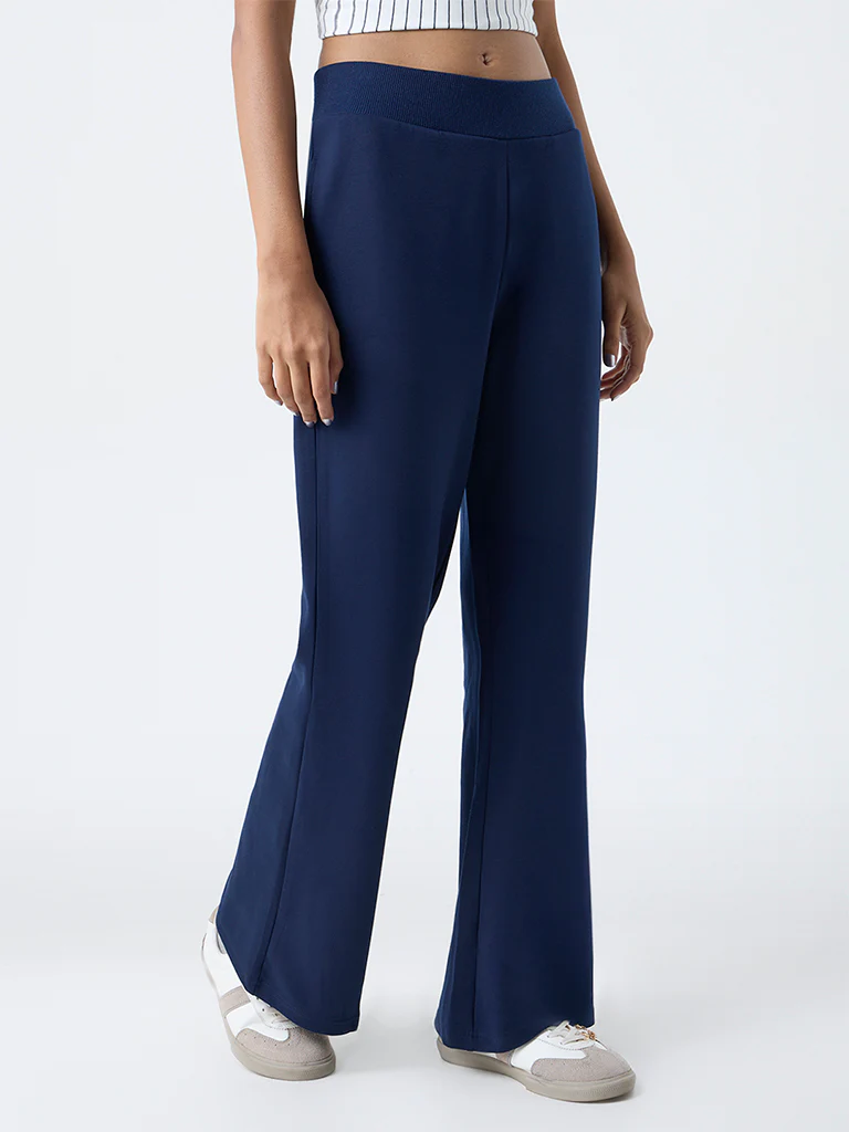 Studiofit Navy Solid High-Rise Pants - Image 2