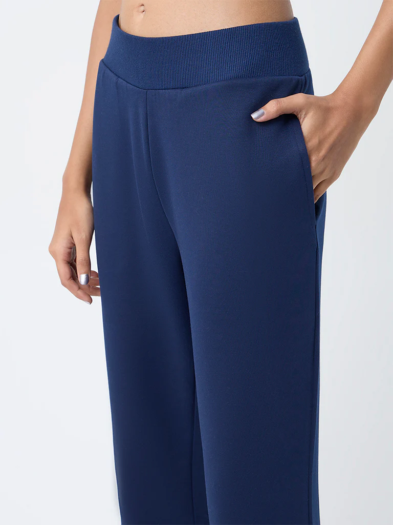 Studiofit Navy Solid High-Rise Pants - Image 3