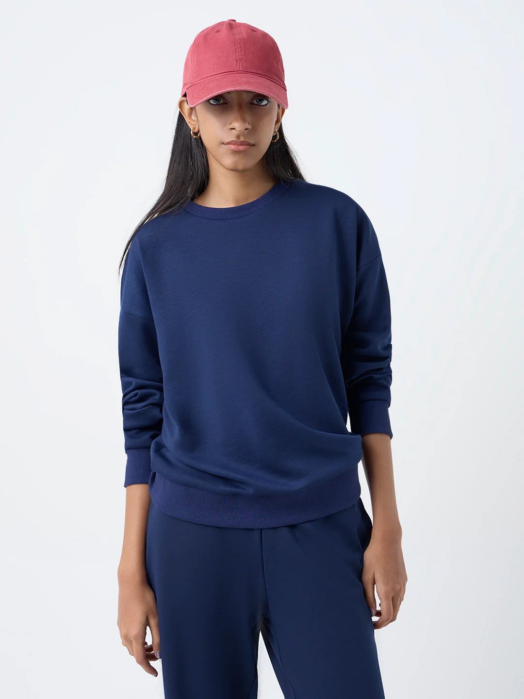Studiofit Navy Solid Sweatshirt