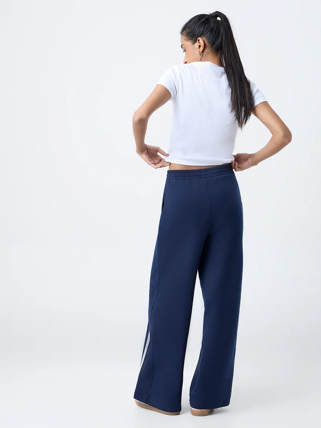 Studiofit Navy Striped High-Rise Track Pants - Image 4