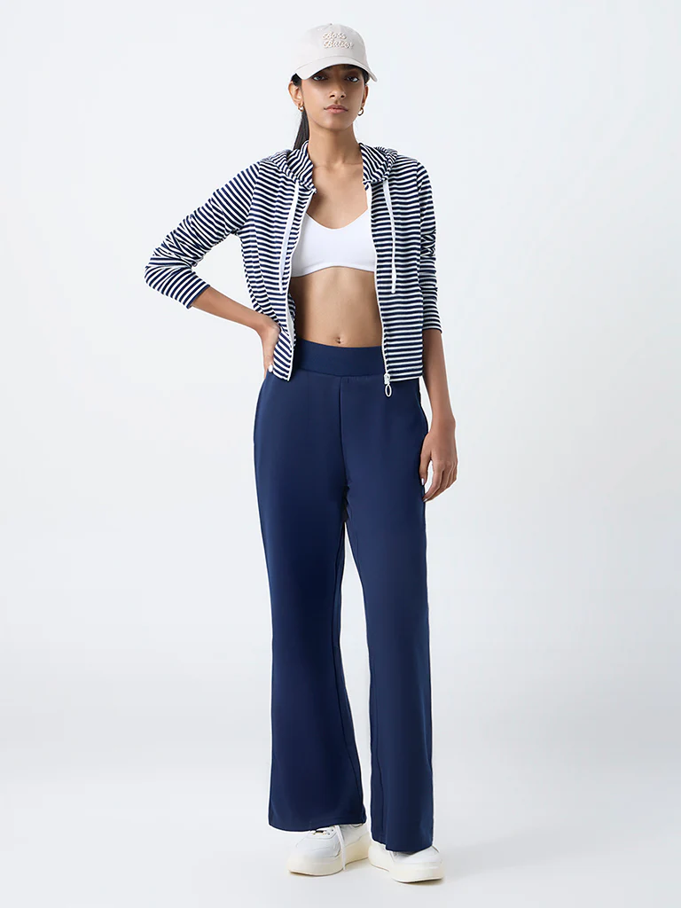 Studiofit Navy Striped Hooded Jacket