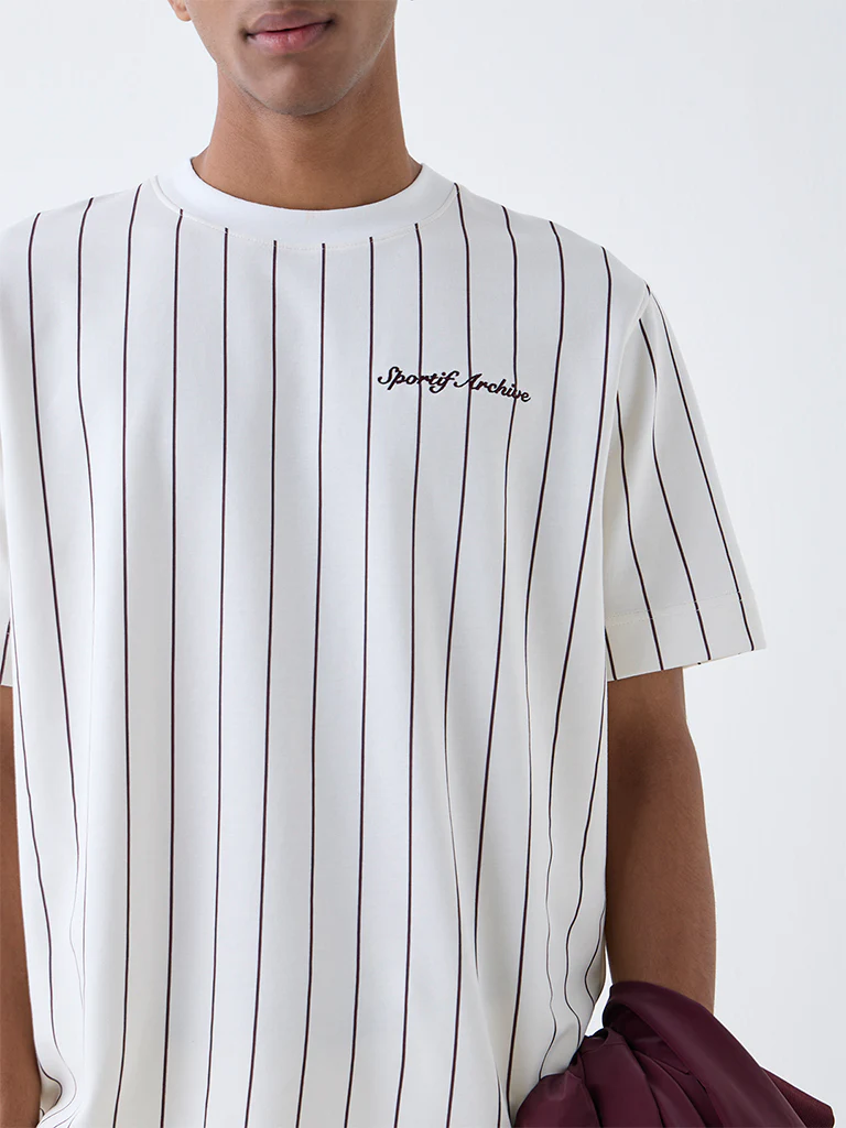 Studiofit Off-White Relaxed-Fit Cotton-Blend T-Shirt - Image 3