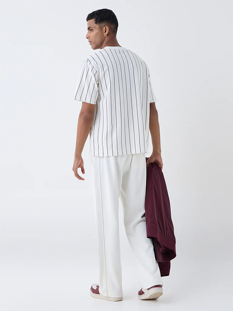 Studiofit Off-White Relaxed-Fit Cotton-Blend T-Shirt - Image 4