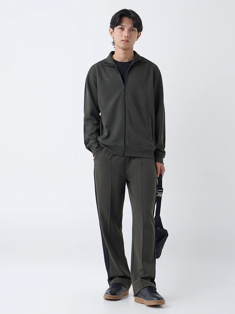 Studiofit Olive Solid Relaxed-Fit Jacket - Image 2