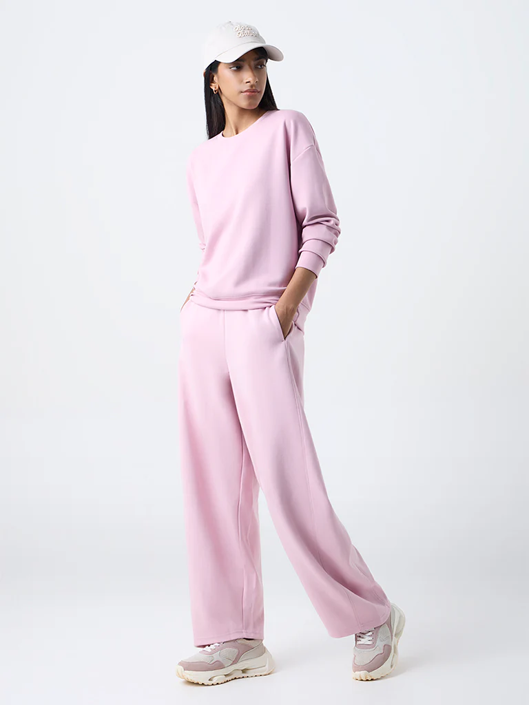 Studiofit Pink Solid Sweatshirt - Image 2
