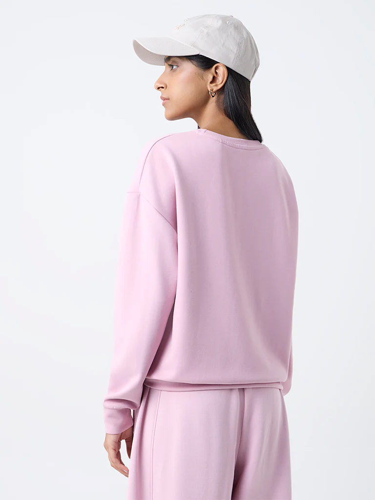 Studiofit Pink Solid Sweatshirt - Image 4