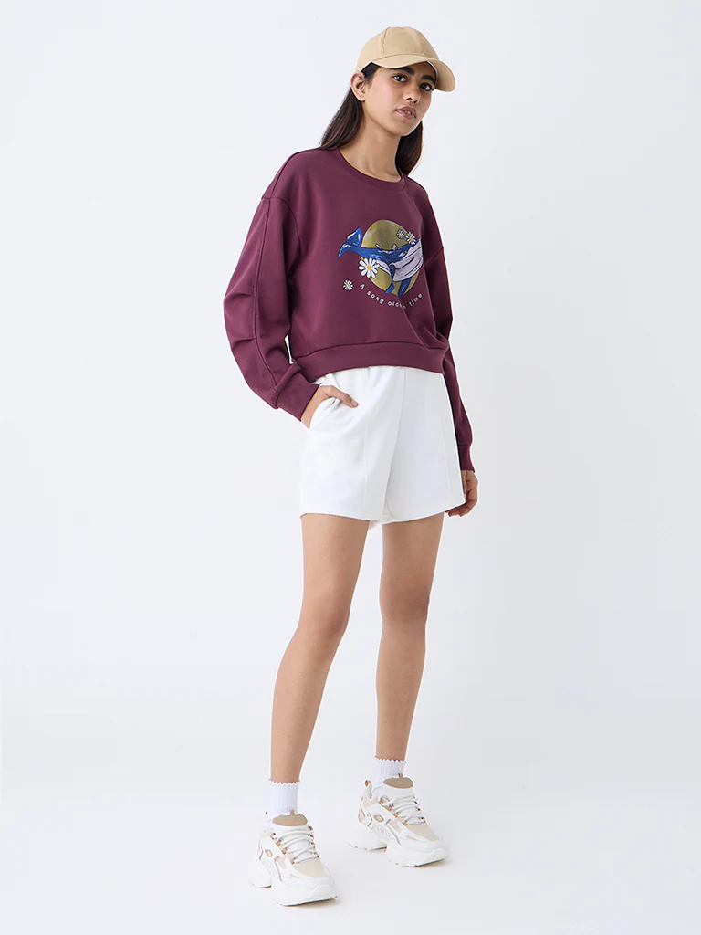 Studiofit Plum Printed Sweatshirt - Image 2