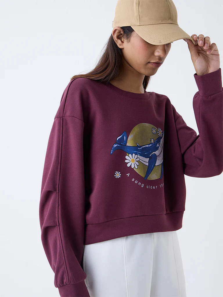 Studiofit Plum Printed Sweatshirt - Image 3