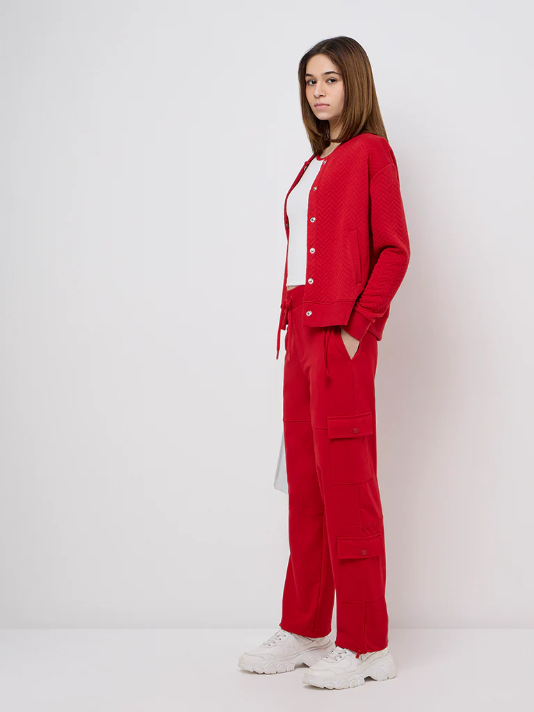 Studiofit Red Chevron Textured Jacket - Image 4