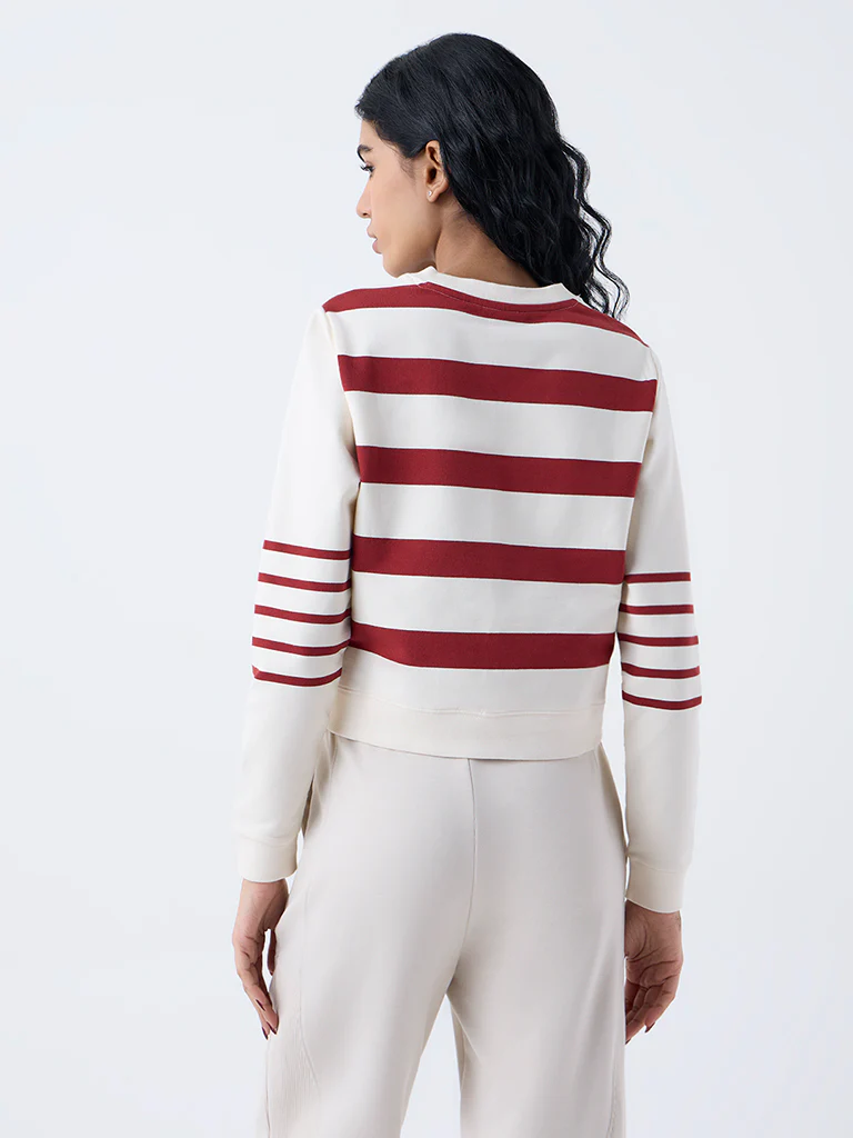 Studiofit Rust Striped Cotton-Blend T-Shirt - Image 4