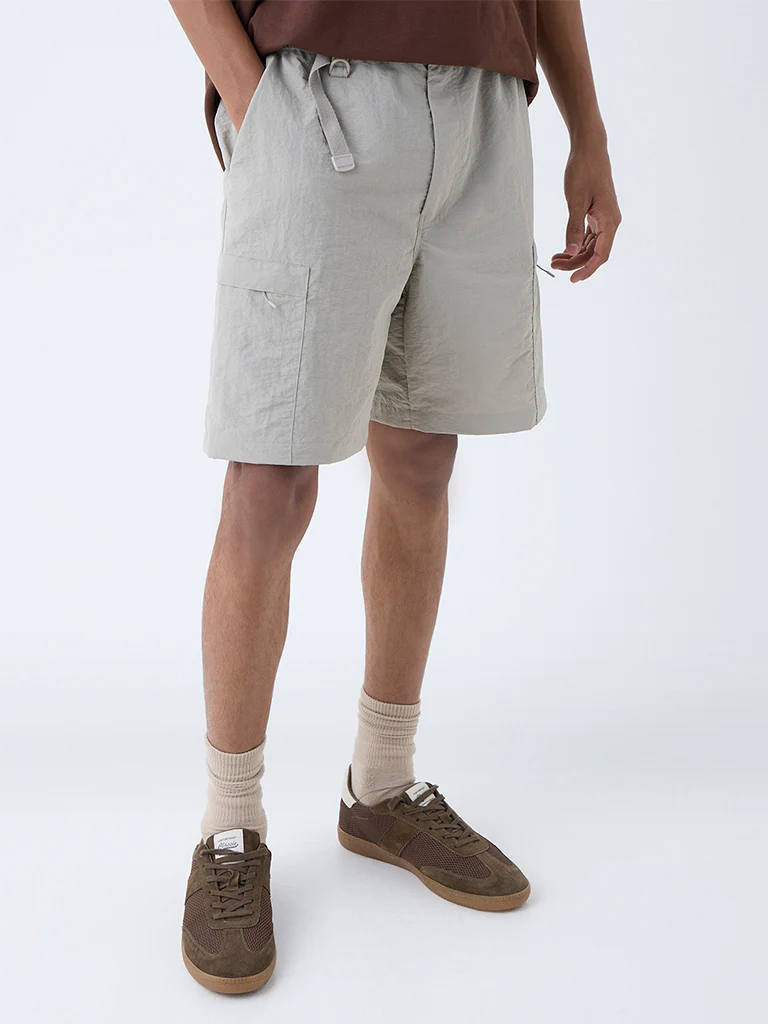 Studiofit Taupe Relaxed-Fit Mid-Rise Shorts - Image 3